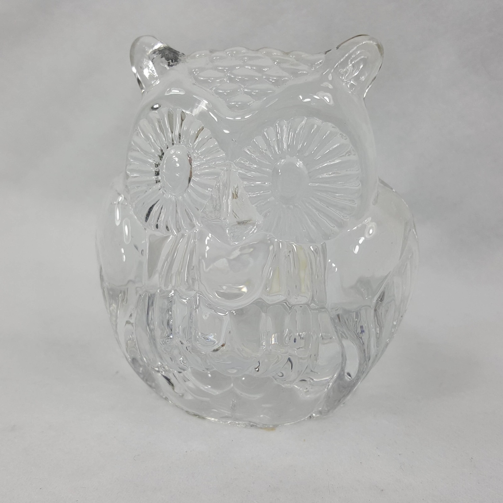 Owl Glass Tea-light Holder by Partylite Clear Glass 4" tall AGFX1 - $13.00