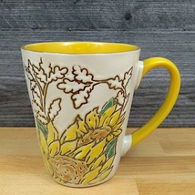 Gilded Sunflower Coffee Mug 17oz (455ml) Embossed Beverage Cup Blue Sky - £9.68 GBP