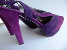 1980 Vintage Purple Platform Open Toe Suede Heels  - £22.73 GBP