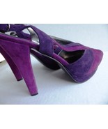 1980 Vintage Purple Platform Open Toe Suede Heels  - $28.00