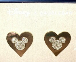 Disney Earrings Mickey Mouse GOLD HEART  Baublebar   NEW - $14.22