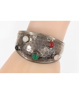Amazing Vintage Mexican Silver Multi Stone Cuff Bracelet - $469.09 CAD