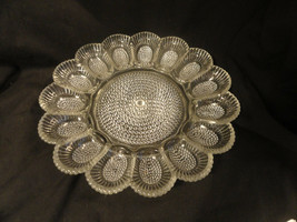 Vintage Crystal Pattern Pressed Glass Egg Plate 11&quot; - $15.96