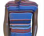 Chaps Denim women&#39;s lightweight red blue green striped knit blouse M lin... - $14.84