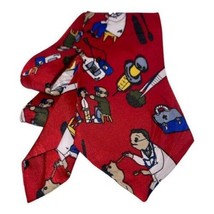 Dimoda Hand Made Mens Neck Tie Red Novelty Doctor Pediatrician Kids Exam... - $22.41