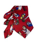 Dimoda Hand Made Mens Neck Tie Red Novelty Doctor Pediatrician Kids Exam... - $22.41