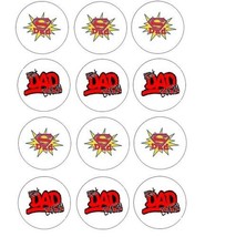 Father&#39;s Day Super Dad  Edible Cupcake Toppers Decoration - £10.35 GBP