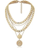 5 in 1 Gold Layered Coin Pendant Necklace Retro Chic for Women - £23.65 GBP