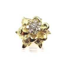 14k Yellow Gold Women&#39;s Vintage Diamond Flower Cocktail Ring - £790.94 GBP