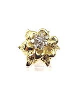 14k Yellow Gold Women&#39;s Vintage Diamond Flower Cocktail Ring - £795.35 GBP