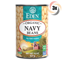 3x Cans Eden Foods Organic Navy Beans | 15oz | No Salt | Non GMO &amp; Glute... - £16.94 GBP