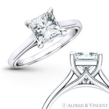 Forever ONE GHI Square Moissanite 4Pr Solitaire Engagement Ring in 14k White Gol - £884.51 GBP+