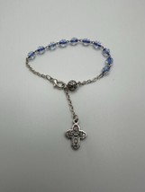 Vintage Blue Bead Prayer Rosary Bracelet 6.75” - £12.24 GBP