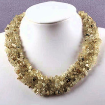 Necklace Golden Rutilated Quartz Chip Beads Necklace Choker  - £10.29 GBP