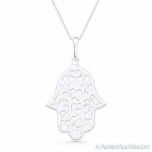 Hamsa Hand Evil Eye Jewish Luck Charm Pendant &amp; Necklace in .925 Sterling Silver - £12.95 GBP+