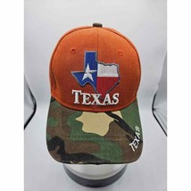 Texas State Logo Orange and Camo Adjustable Hat One Cap - $11.79