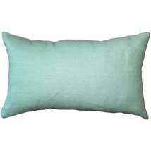 Tuscany Linen Aqua Green Throw Pillow 12x19 Rectangular, Complete with Pillow In - £22.50 GBP