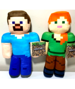 Set of 2 Plush Toys Minecraft Alex &amp; Steve 14 Inch . New with tags . Soft - £27.17 GBP