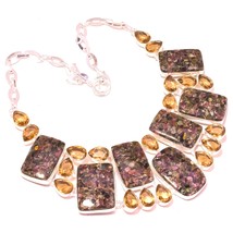 Copper Watermelon Tourmaline Morganite Gemstone Necklace Jewelry 18&quot; SA 2423 - £18.08 GBP