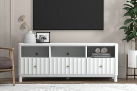 Daylan TV Stand with 3 Drawers &amp; 3 Open Shelves, White - $891.00