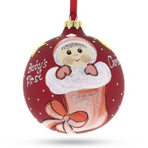 Girl in Christmas Stocking Glass Ball Baby&#39;s First Christmas Ornament 4 Inches - £36.76 GBP