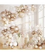 White &amp; Champagne Gold Balloon Arch Kit – Neutral Party Garland Decor - $39.99