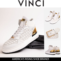 The Eugene White & Gold Woven Leather High-Top Men Sneaker image 10