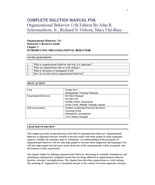 Solution Manual for Organizational Behavior 11th Edition By John R. Sche... - $17.99