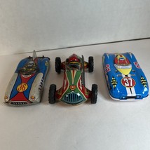 Three Tin Litho Racing Cars One Friction 1960&#39;s Made in Japan - $124.99