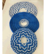 Set Of 3: Paper Lanterns 12”, 16”, 18” Blue &amp; White Hangers Not Included - £27.35 GBP