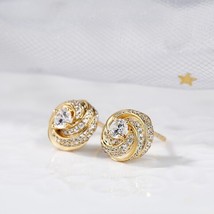 3.00 Ct Round Cut CZ Moissanite Fancy Stud Earring 14K Yellow Gold Plated - £82.61 GBP