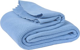 Linteum Textile Hospital Thermal Blanket, Blue, Twin, 66X90 Inches, 100% Cotton, - £26.89 GBP