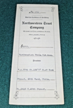Vtg 1911 Northwestern Trust Company Philadelphia Pennsylvania Insurance Policy - £86.37 GBP