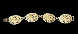 Sarah Coventry Signed Sultana Goldtone Multicolor Rhinestone Bracelet Vintage - £19.30 GBP