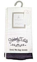 Nobody Eats Until We Say Amen Kitchen Towels White Black Inspirational 2... - $369.72 MXN
