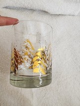 Dansk Glassware Double Old Fashioned Rocks Glass Golden Pine Xmas  - $18.80