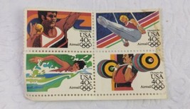 4 Usa Air Mail Stamps * Olympics 1984 * 40 Cent (Block Of 4) Unused &amp; Ungraded - £6.26 GBP