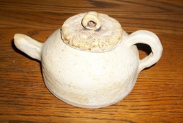 Vtg Medicinal Herbal Teapot Crude Primitive Pottery Signed Studio Piece Glazed - £22.34 GBP