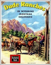Dude Ranches Metal Sign Burlington Route | Wyoming | Montana | Colorado ... - £22.38 GBP