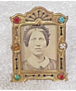 Antique Miniature Frame Fan Topped with Color Rhinestones 1 5/8 x 1 1/4 ... - $94.05