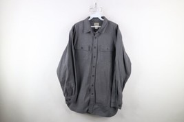 Vintage LL Bean Mens XLT Distressed Chamois Cloth Collared Button Shirt Gray - $49.45