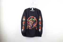 Vtg Y2K Streetwear Mens L Sturgis Jester Skull Fire Flames Long Sleeve T-Shirt - £64.91 GBP