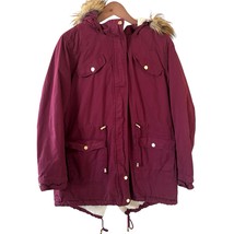 Faux Fur Hooded Womens Jacket Parka Red Size Large Outdoors Winter Glam ... - $29.99
