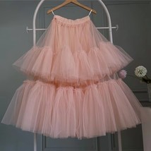 ADULT Layered Tulle Midi Skirt Outfit High Waist Puffy Tulle Tutu Skirt Wedding image 1