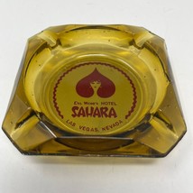 Vintage LAS VEGAS Del Webb’s Hotel SAHARA Casino Advertising Amber Glass Ashtray - £9.58 GBP