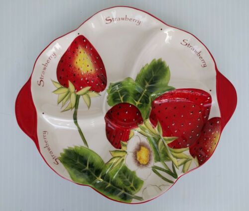 Primary image for Strawberry Round Divided Serving Tray Platter 16.5 inches Pier One Imports