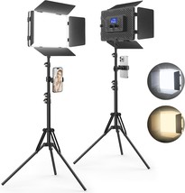 Unicucp 2 Pack Led Video Light Panel Lighting Kit with Barn Doors - $84.55