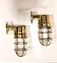 Antique Wall Mount Nautical Vintage Style Bulkhead Passage Way Brass Light 2 Pcs - £185.65 GBP