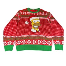Simpsons Sweater Men Large Red Green Homer Santa Ugly Christmas Pullover... - $34.99