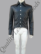 Mens Genuine Leather Leder Tail Coat Steampunk Jacket Coat Gothic Vintage Bluff - £127.72 GBP